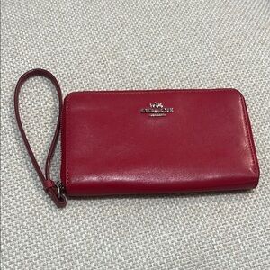 Coach Red Leather Wristlet Wallet